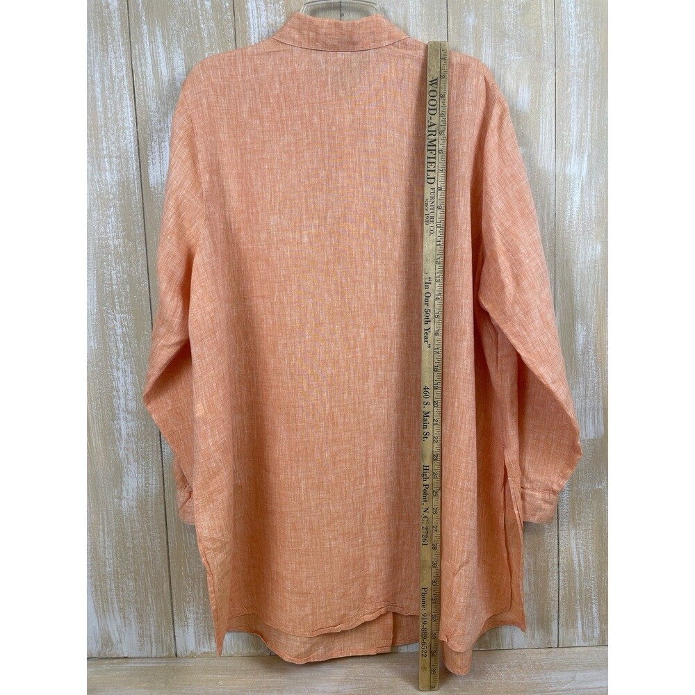 J Jill Love Linen Women’s Size 2x Peach Button Shirt Collared Long Sleeve - Picture 5 of 9